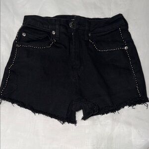 Almost Famous Black Studded Frayed Hem Denim Shorts